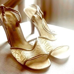 Strappy Gold Glitter Pumps / Heels Cruise Wedding